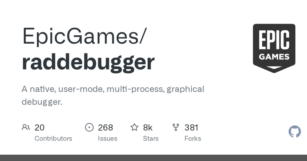 GitHub social preview card for EpicGames/raddebugger