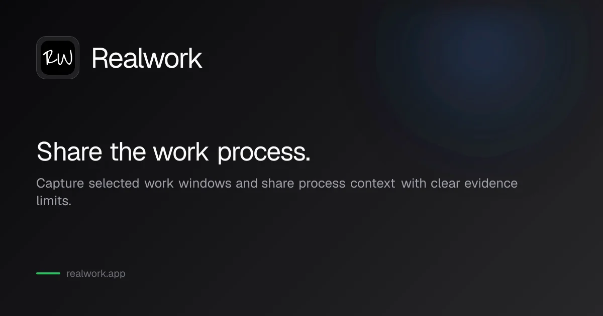 Realwork selected-window process recording interface