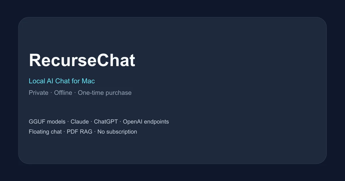 RecurseChat – Local AI Chat for Mac