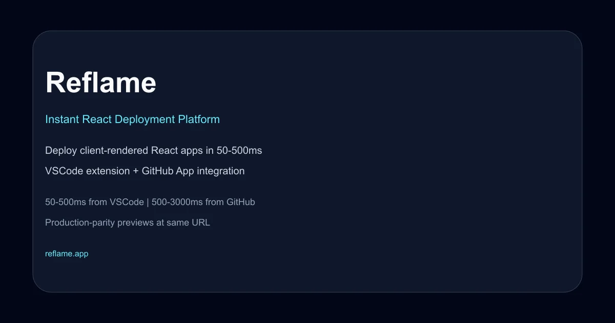 Reflame instant React deployment platform thumbnail