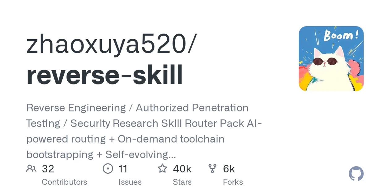GitHub social preview card for zhaoxuya520/reverse-skill