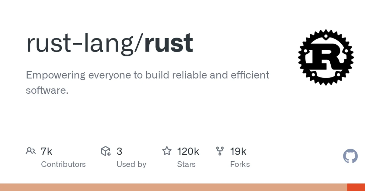 GitHub social preview card for rust-lang/rust