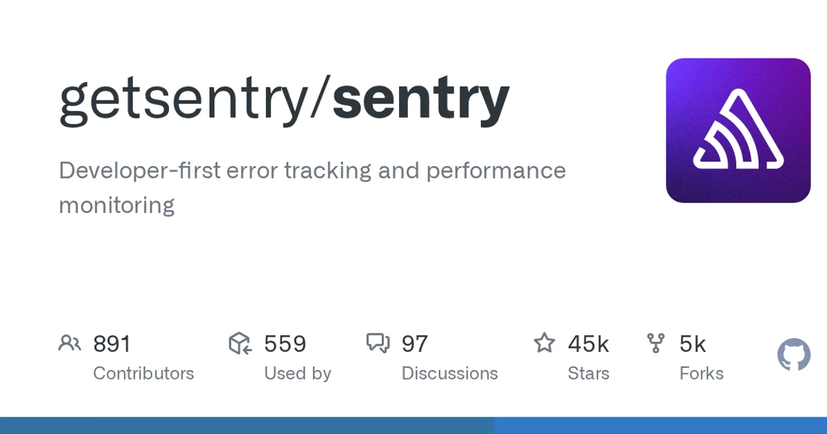 GitHub social preview card for getsentry/sentry