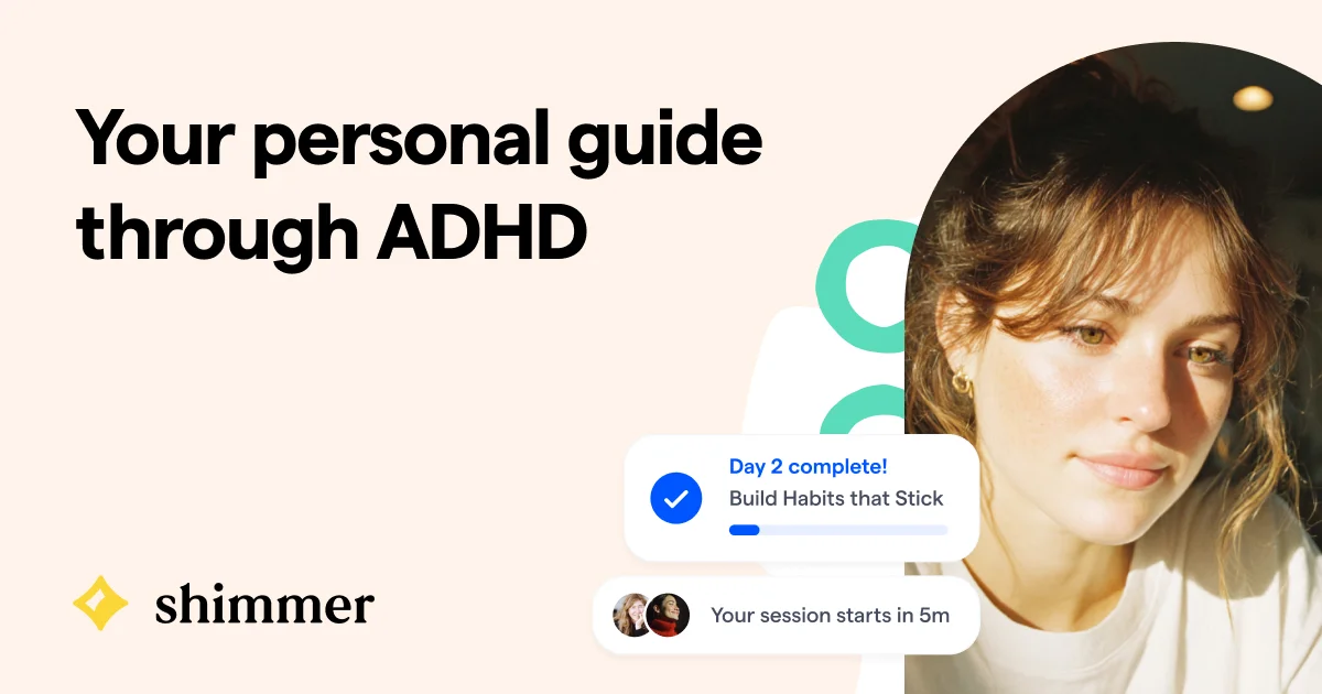 Shimmer ADHD coaching platform product screenshot