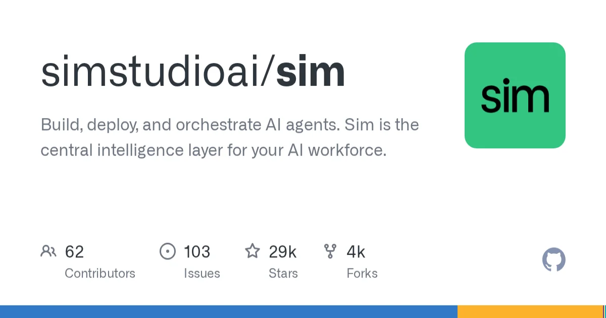 Sim Studio visual agent workflow builder thumbnail