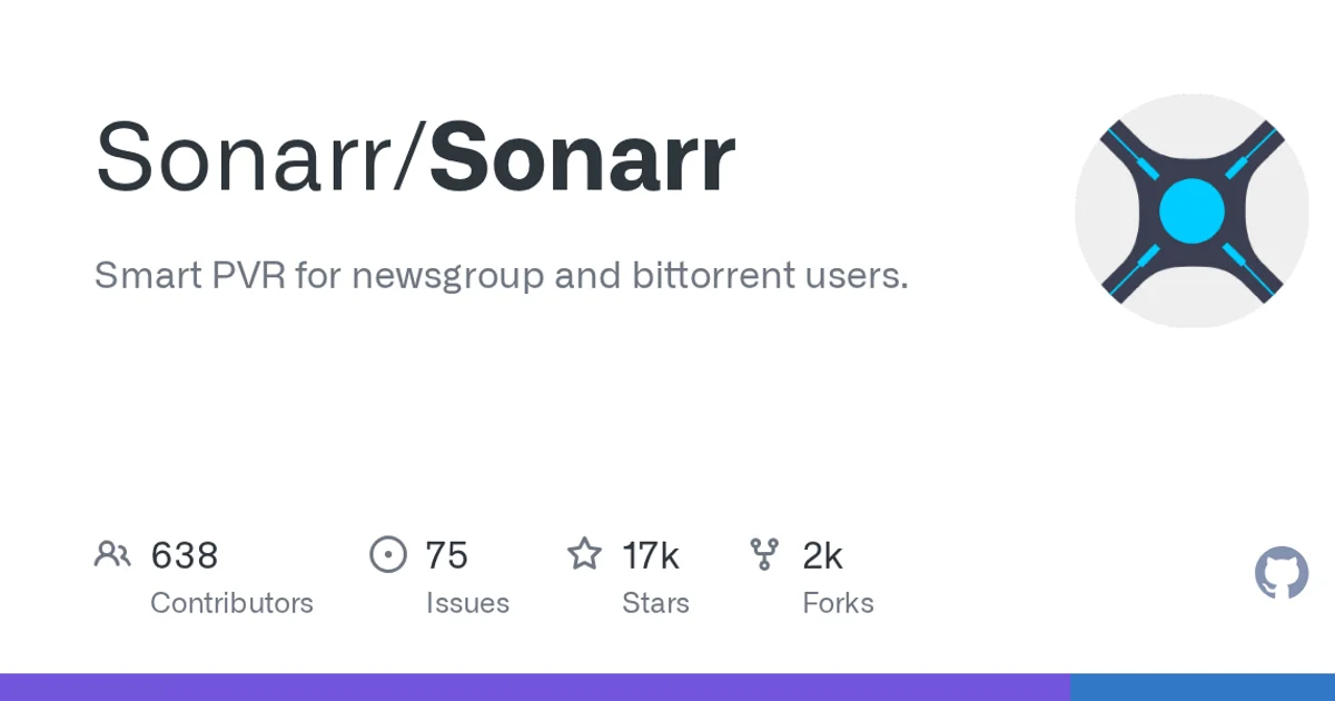 GitHub social preview card for Sonarr/Sonarr