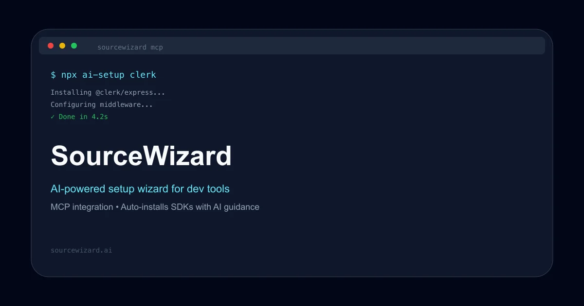 SourceWizard AI-powered SDK setup wizard terminal demo
