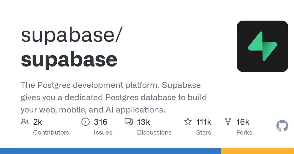 GitHub social preview card for supabase/supabase