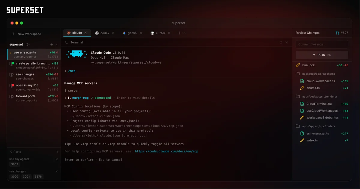 Superset – parallel AI coding agent dashboard