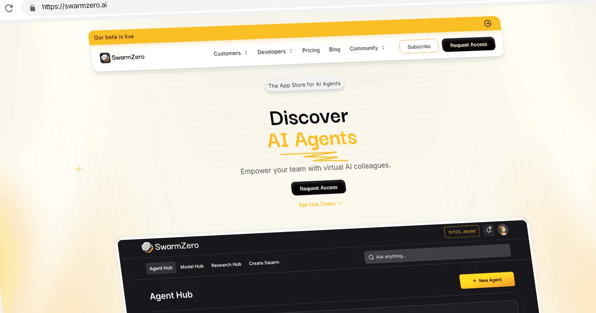 SwarmZero AI agent marketplace product thumbnail