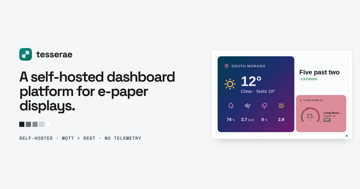 Tesserae dashboard server for e-ink displays