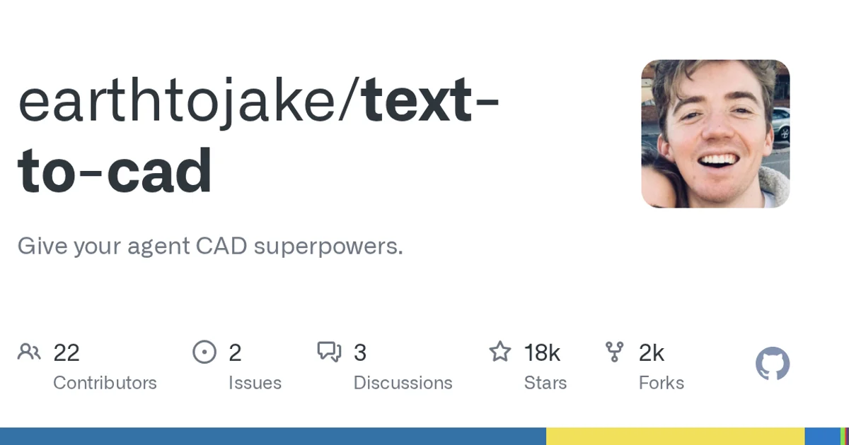 GitHub social preview card for earthtojake/text-to-cad