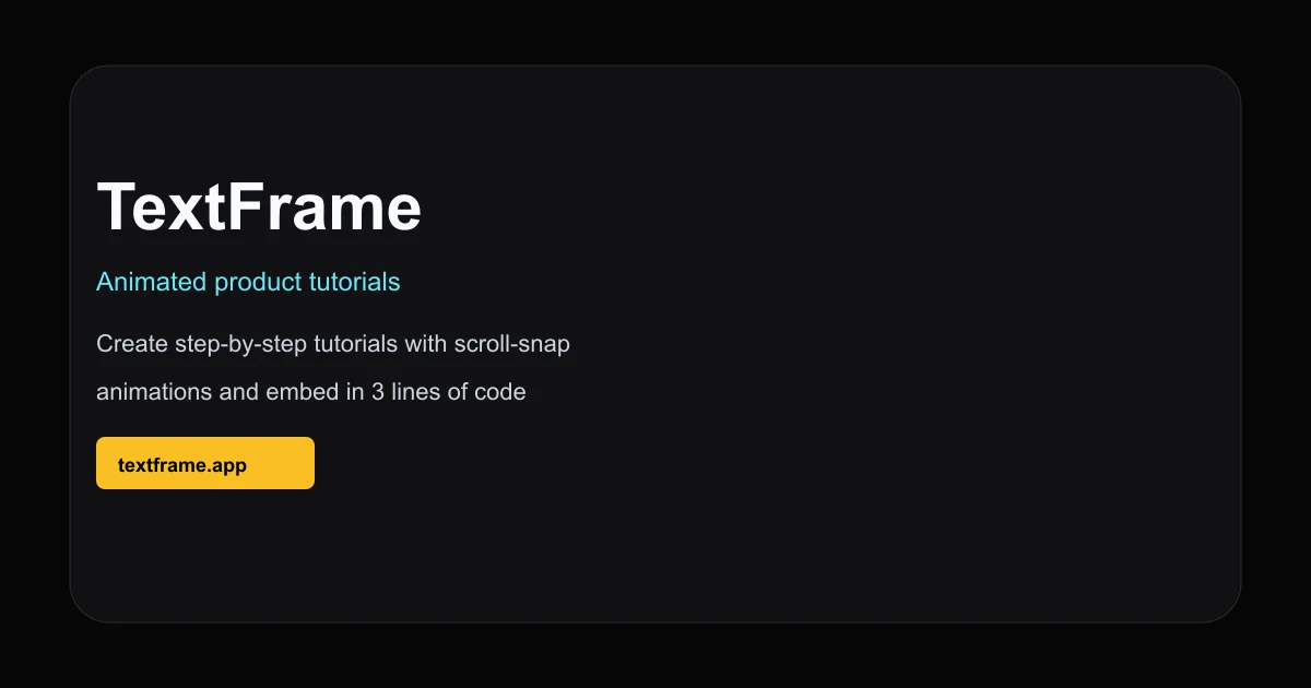 TextFrame animated tutorial editor interface