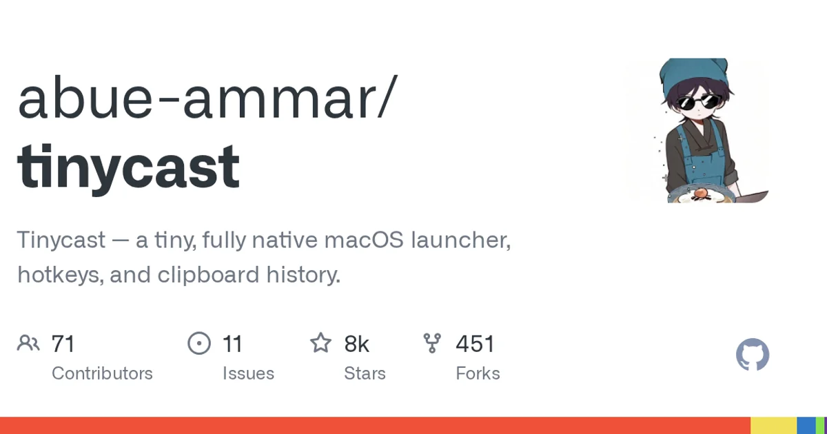 GitHub social preview card for abue-ammar/tinycast
