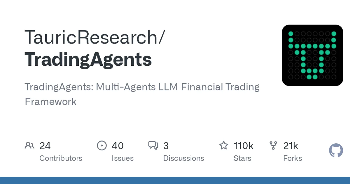 GitHub social preview card for TauricResearch/TradingAgents