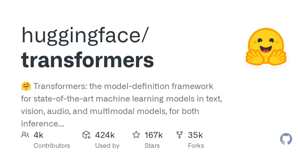 GitHub social preview card for huggingface/transformers