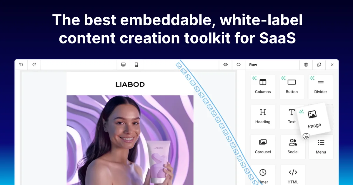 Unlayer platform – visual builder layers