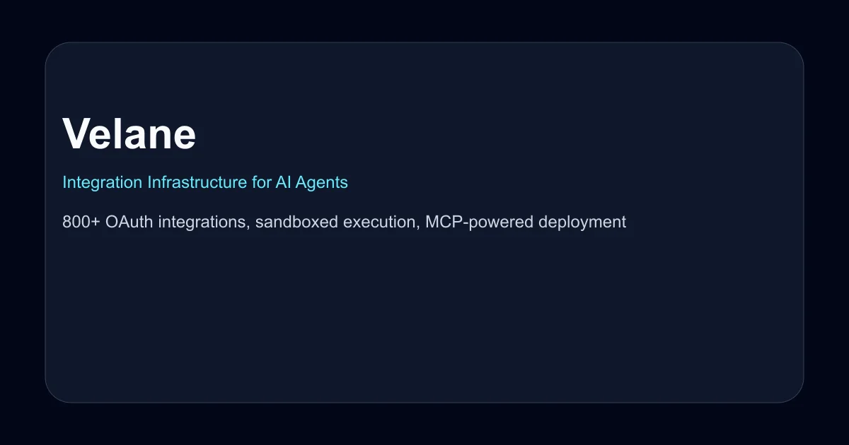 Velane integration infrastructure dashboard