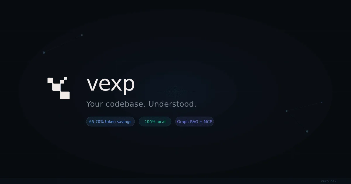 Vexp product thumbnail — dependency graph for AI coding agents