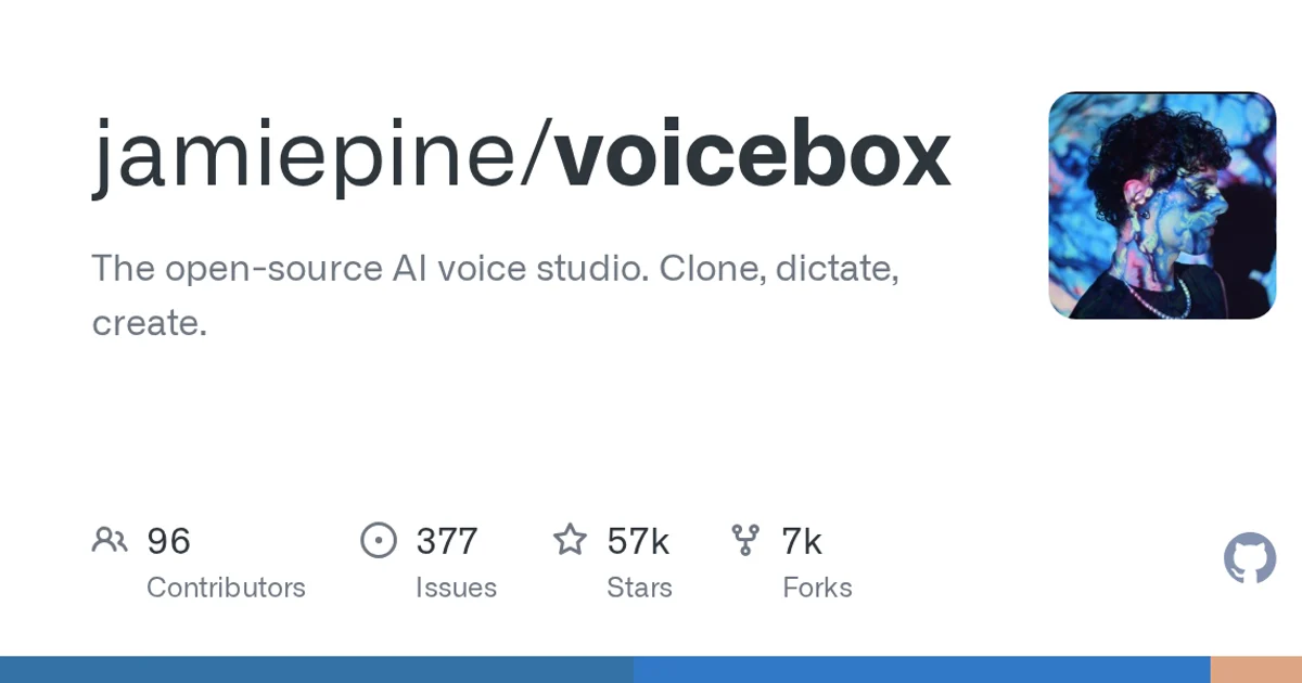 GitHub social preview card for jamiepine/voicebox