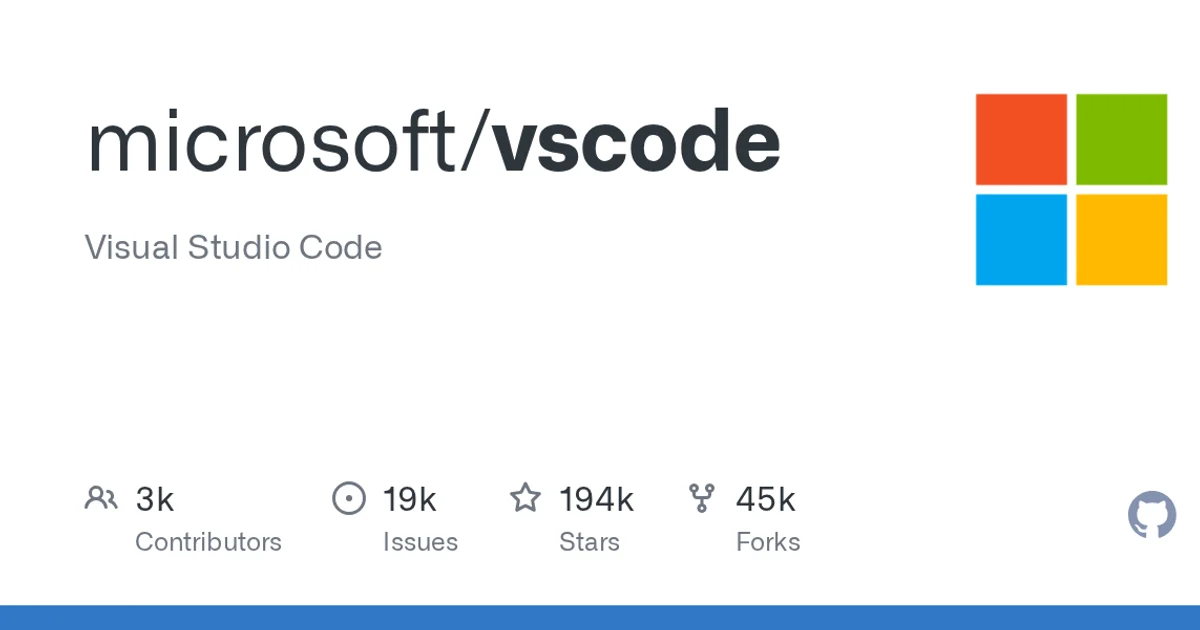 GitHub social preview card for microsoft/vscode