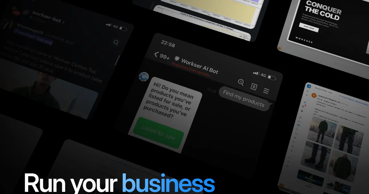 Workser platform dashboard showing AI agents and integrations