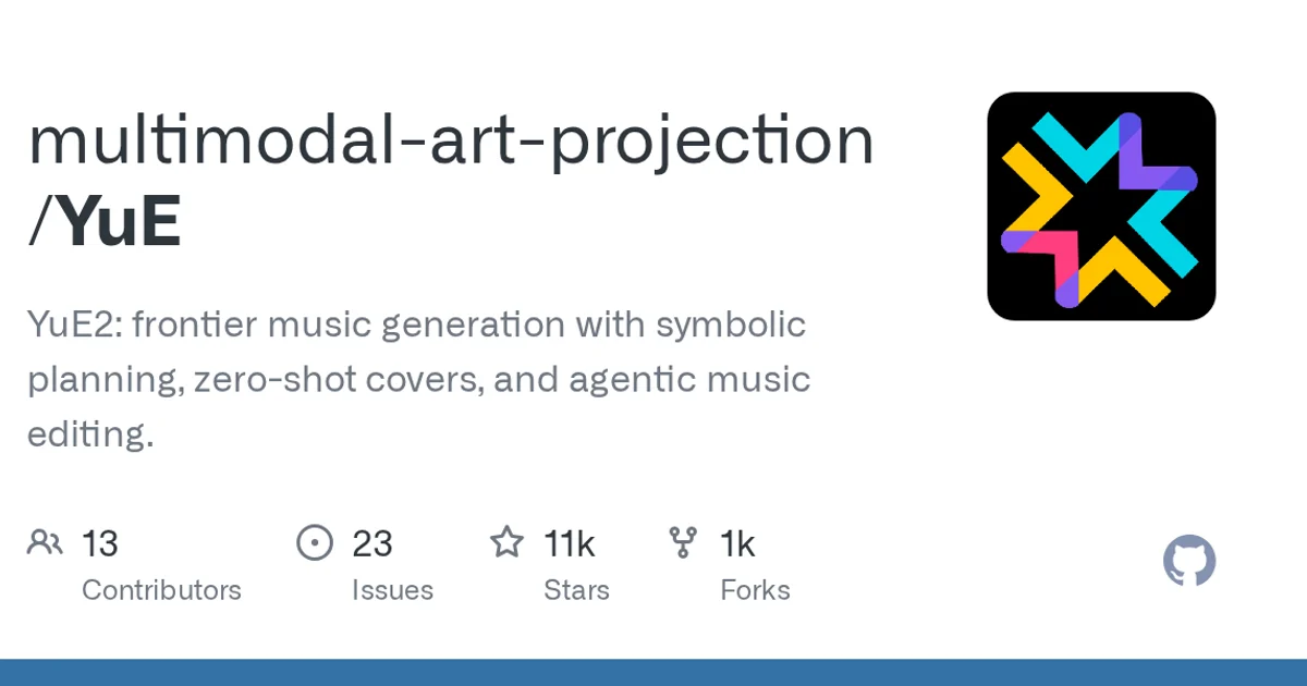 GitHub social preview card for multimodal-art-projection/YuE