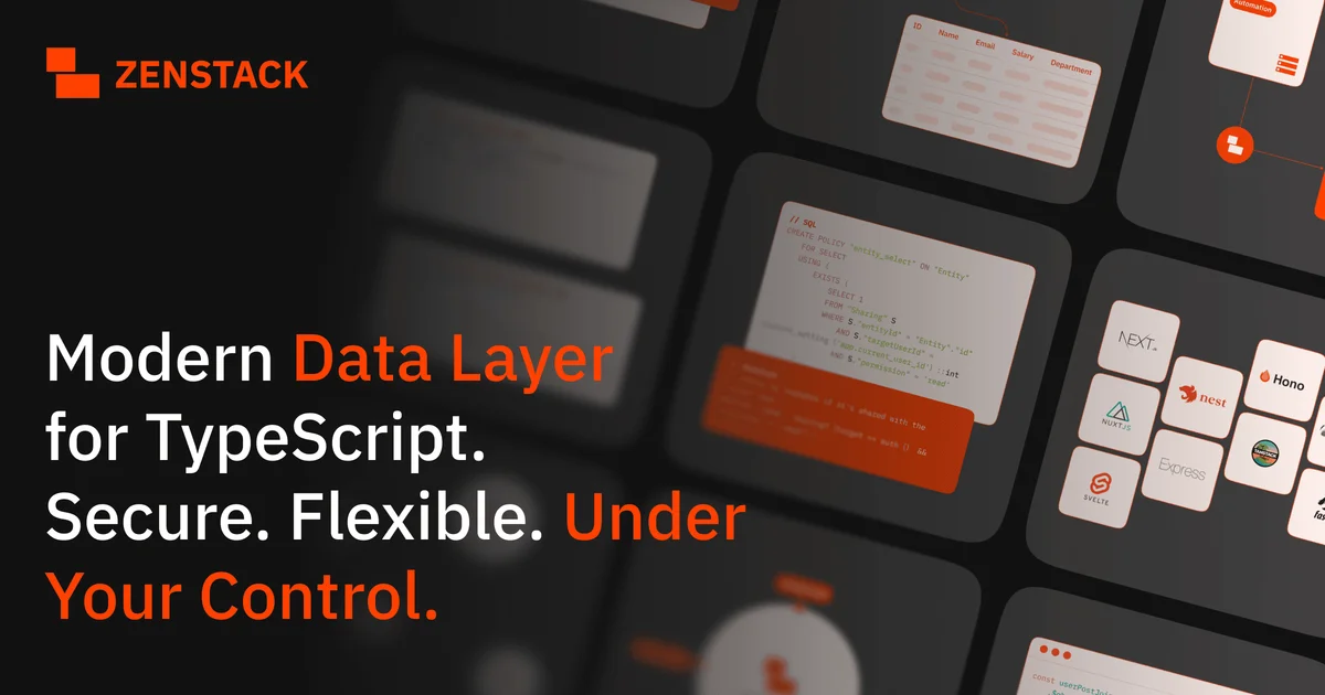 ZenStack product thumbnail showing TypeScript ORM architecture